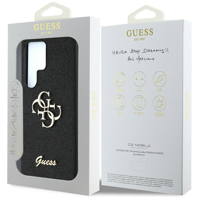 Guess Fixed Glitter Big 4G Metal Logo case for Samsung Galaxy S25 Ultra black