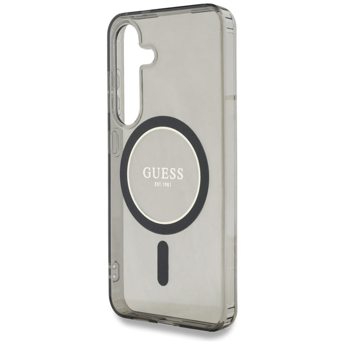 Guess Glitter Circle Classic Logo MagSafe case for Samsung Galaxy S25 black