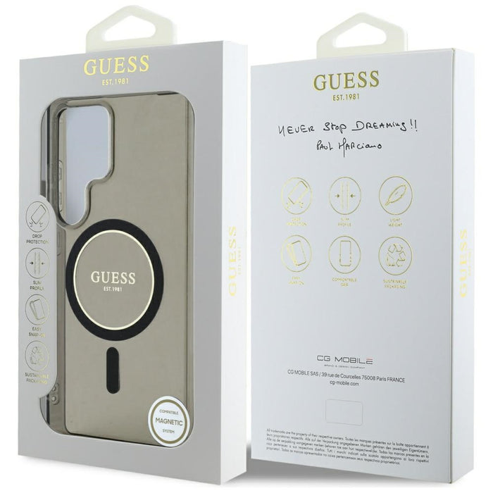 Guess Glitter Circle Classic Logo MagSafe case for Samsung Galaxy S25 Ultra black