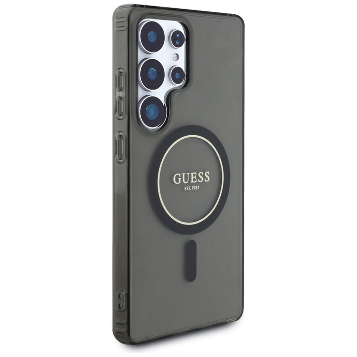Guess Glitter Circle Classic Logo MagSafe case for Samsung Galaxy S25 Ultra black