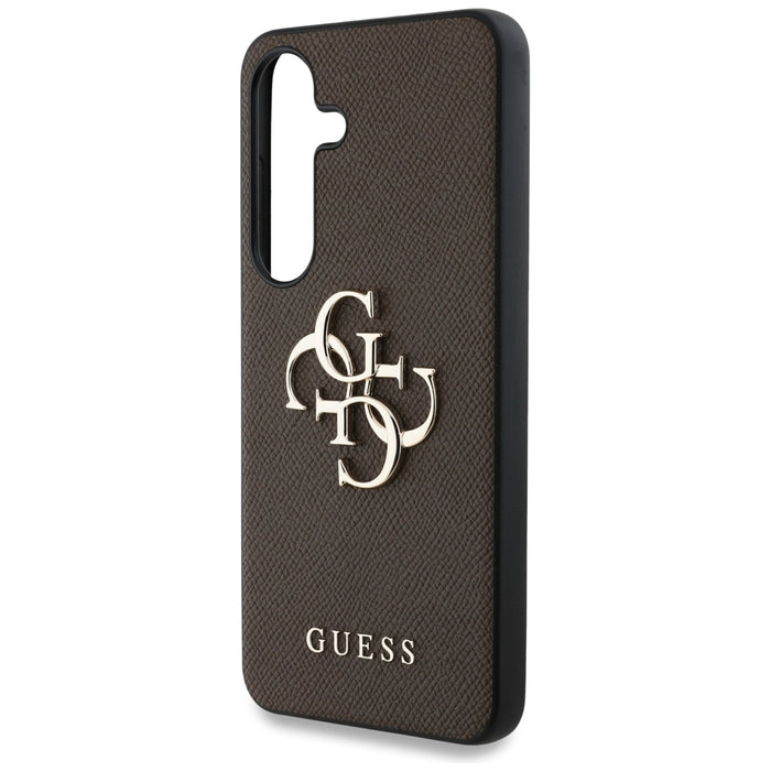 Guess Grained Big 4G Logo Small Classic Logo case for Samsung Galaxy S25 brown