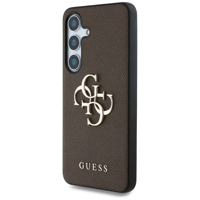 Guess Grained Big 4G Logo Small Classic Logo case for Samsung Galaxy S25 brown