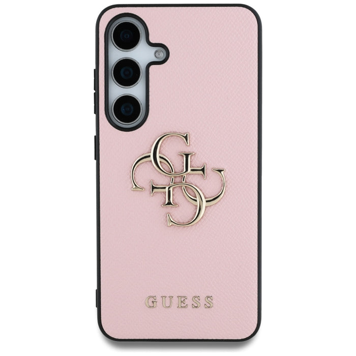 Guess Grained Big 4G Logo Small Classic Logo case for Samsung Galaxy S25 pink