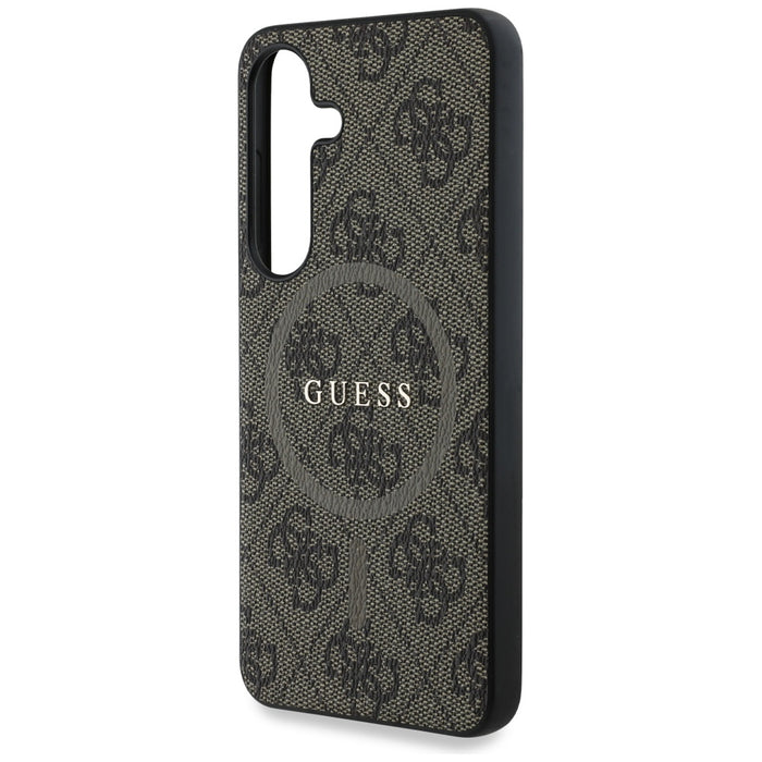 Guess Leather 4G Colored Ring Classic Logo MagSafe Samsung Galaxy S25 case brown