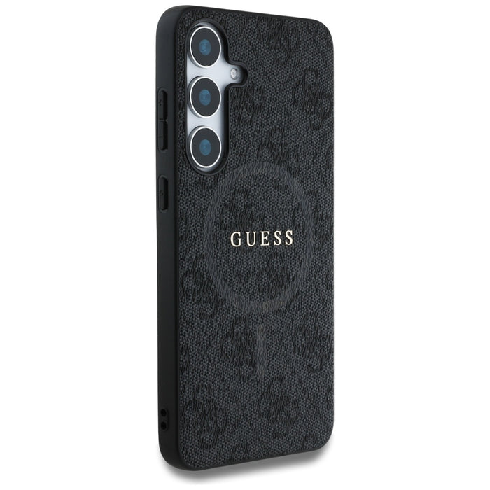 Guess Leather 4G Colored Ring Classic Logo MagSafe Samsung Galaxy S25 case black