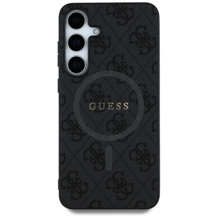 Guess Leather 4G Colored Ring Classic Logo MagSafe Samsung Galaxy S25 case black