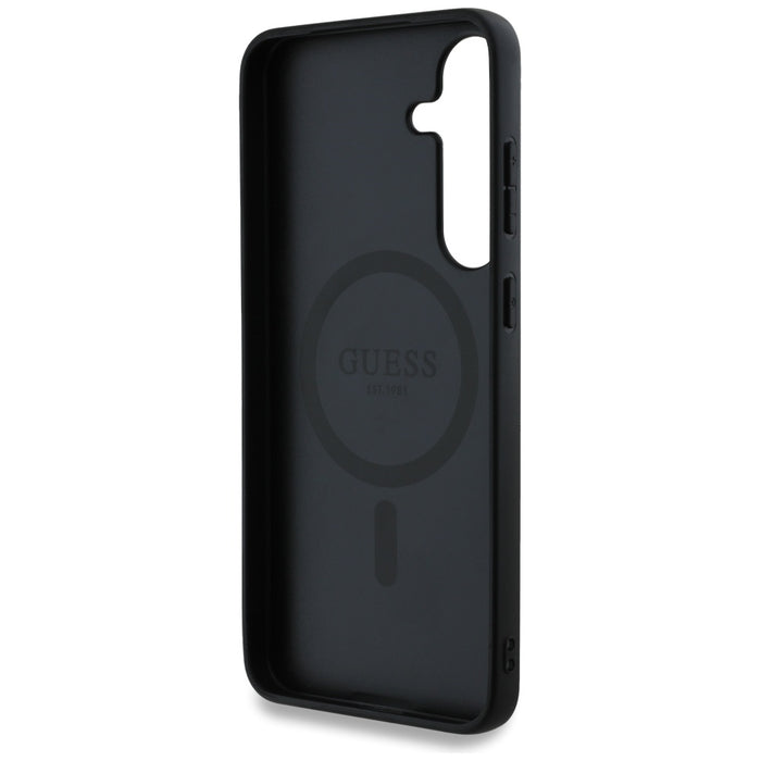 Guess Leather 4G Colored Ring Classic Logo MagSafe Case Samsung Galaxy S25 Plus black