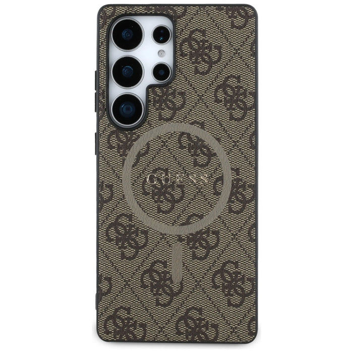Guess Leather 4G Colored Ring Classic Logo MagSafe Case Samsung Galaxy S25 Ultra brown