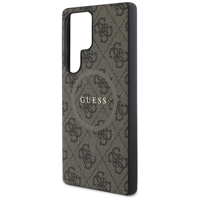 Guess Leather 4G Colored Ring Classic Logo MagSafe Case Samsung Galaxy S25 Ultra brown