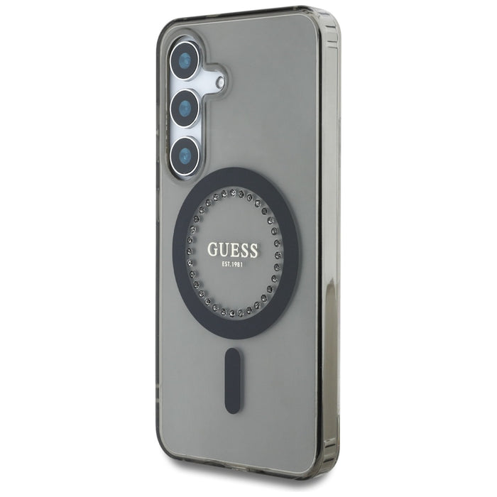 Guess Rhinestones Printed Classic Logo MagSafe Samsung Galaxy S25 case black