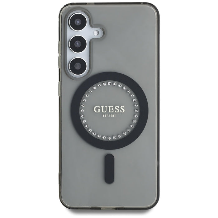 Guess Rhinestones Printed Classic Logo MagSafe Samsung Galaxy S25 case black