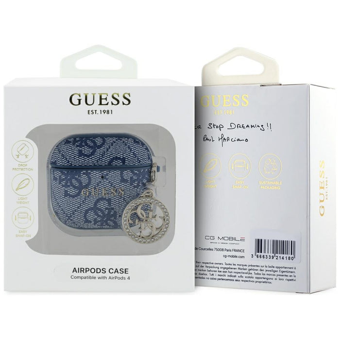 Guess 4G Strass Charm Case for AirPods 4 - Blue