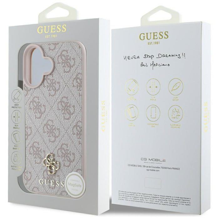 Guess HC PU 4G Small 4G and Classic iPhone 16 MagSafe Case - Pink