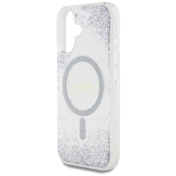 Guess HC Resin Bottom Glitter MagSafe case for iPhone 16 - silver