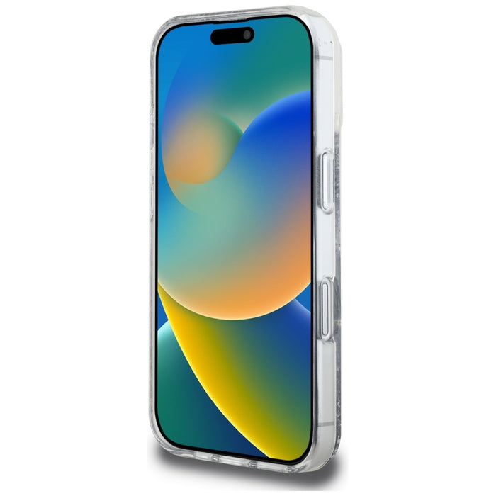 Guess HC Resin Bottom Glitter MagSafe case for iPhone 16 - silver