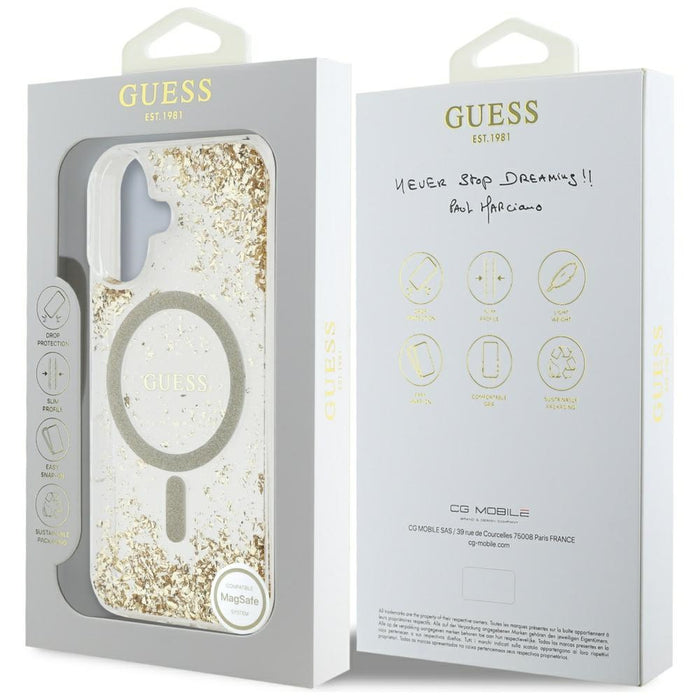 Guess HC Resin Bottom Glitter MagSafe case for iPhone 16 - gold