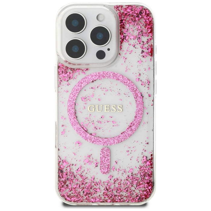 Guess HC Resin Bottom Glitter MagSafe Case for iPhone 16 Pro Max - Pink