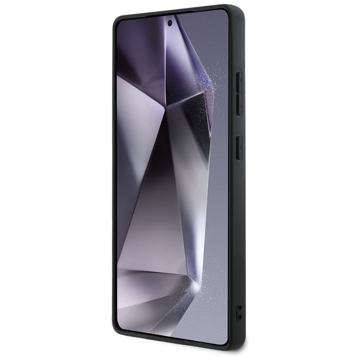 Guess Leather 4G Flowers Print Metal Classic Logo MagSafe Case for Samsung Galaxy S25 Ultra - Black