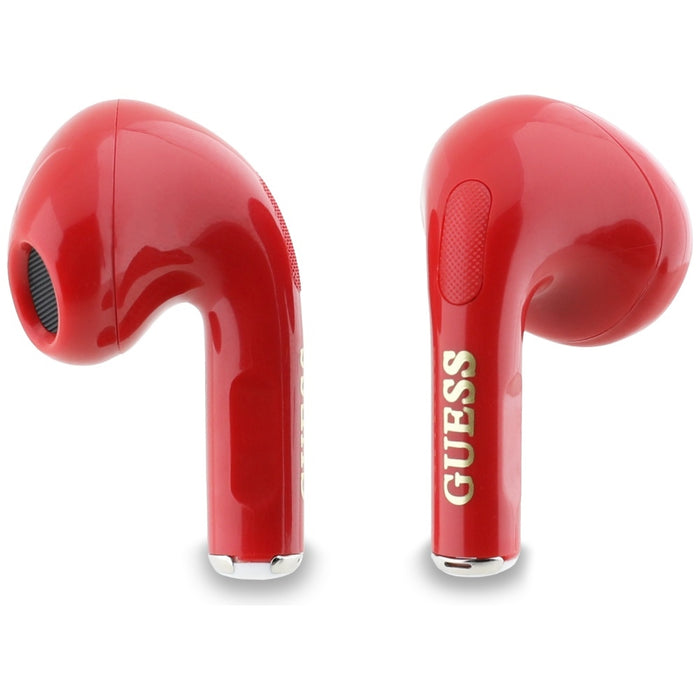 Guess Glossy Effect Printed Classic Logo &amp; Charm TWS headphones - red