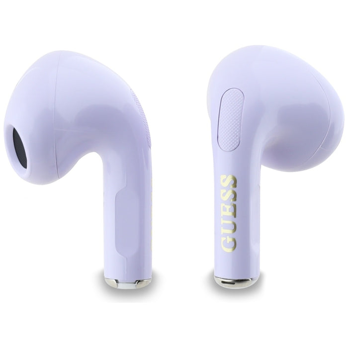 TWS Guess Glossy Effect Printed Classic Logo &amp; Charm Headphones - Lavender