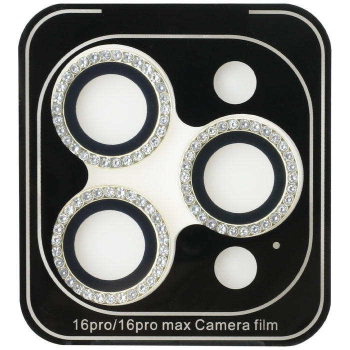 Guess BP Rhinestone 2in1 Screen Protector and Camera Lens Set for iPhone 16 Pro Max - Gold