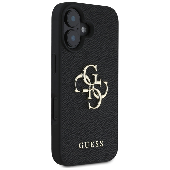 Guess Grained Big 4G Logo Small Classic Logo case for iPhone 16 - black