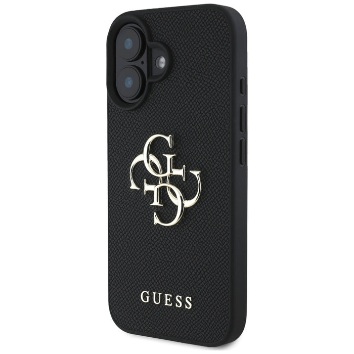 Guess Grained Big 4G Logo Small Classic Logo case for iPhone 16 - black
