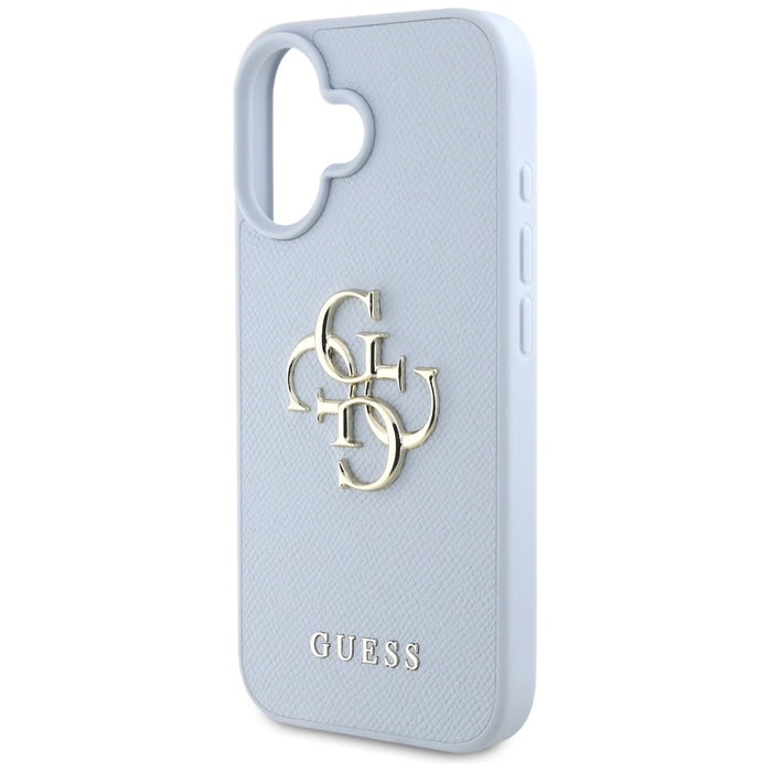 Guess Grained Big 4G Logo Small Classic Logo case for iPhone 16 - blue