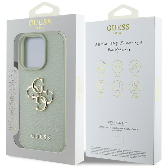 Guess Grained Big 4G Logo Small Classic Logo case for iPhone 16 Pro Max - green
