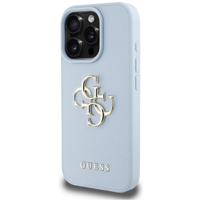 Guess Grained Big 4G Logo Small Classic Logo case for iPhone 16 Pro - blue