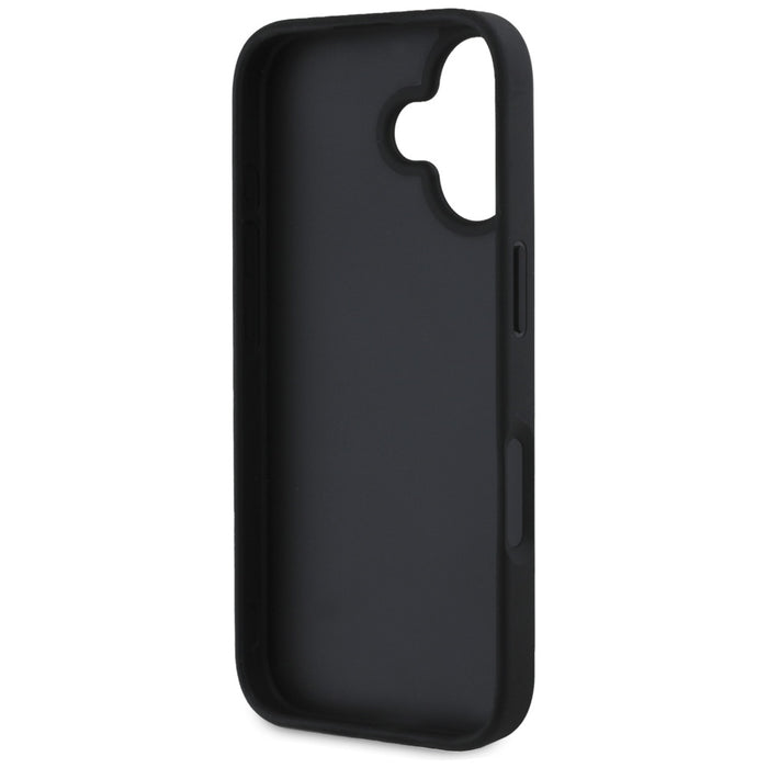 Guess Hot Stamp 4G Pattern Triangle Metal Logo case for iPhone 16 - black