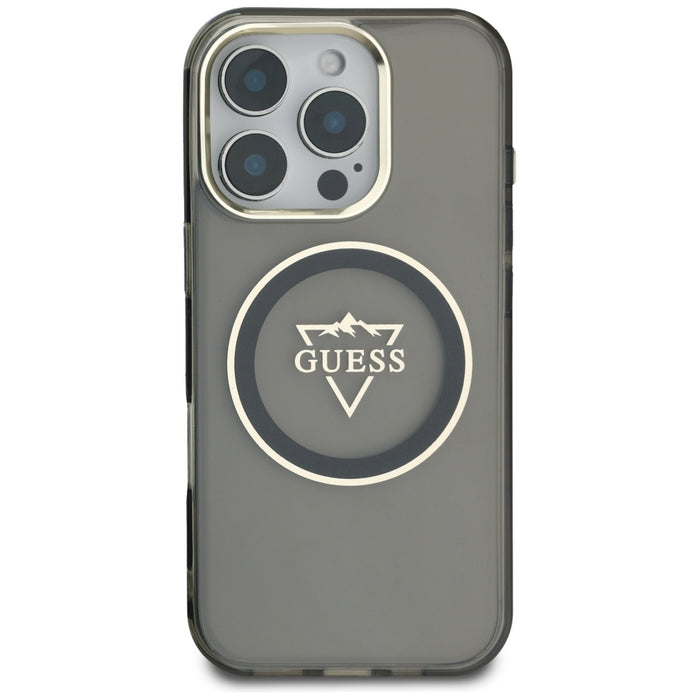 Guess IML Metal Mountain Logo MagSafe iPhone 16 Pro Case - Black