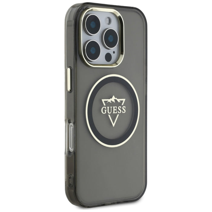 Guess IML Metal Mountain Logo MagSafe iPhone 16 Pro Max Case - Black
