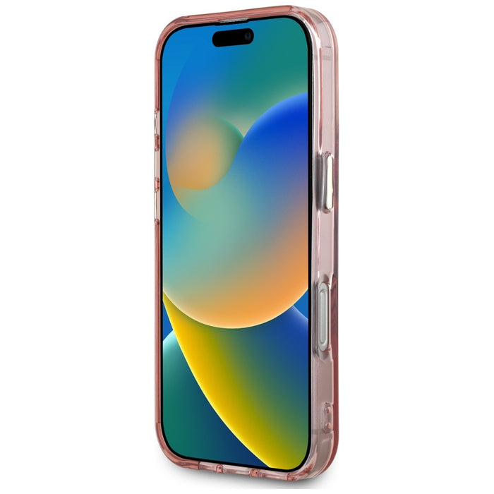 Guess IML Metal Mountain Logo MagSafe iPhone 16 Pro Case - Pink