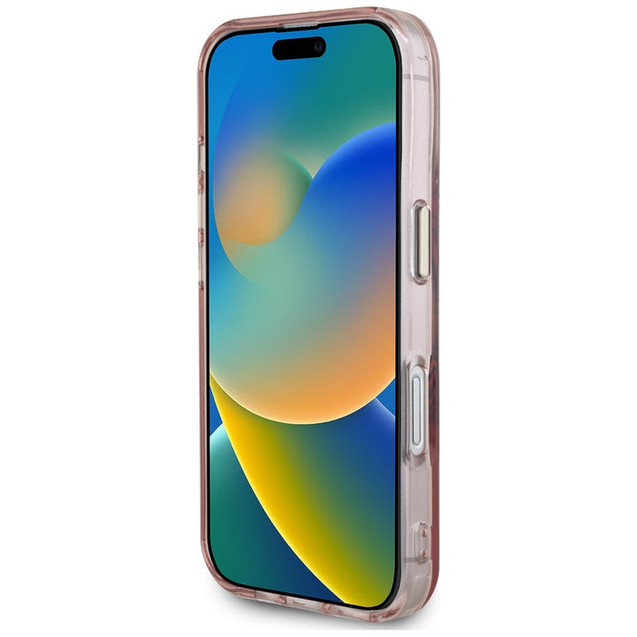 Guess IML Metal Mountain Logo MagSafe iPhone 16 Case - Pink