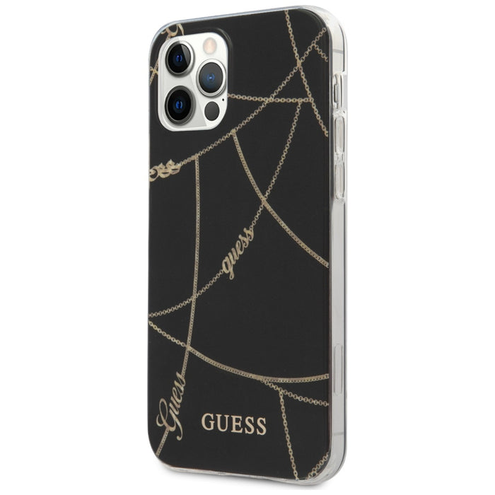 Guess Gold Chain Collection iPhone 12 Pro Max 6.7" Case - Black
