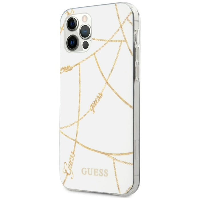 Guess Gold Chain Collection iPhone 12 Pro Max 6.7" Case - White