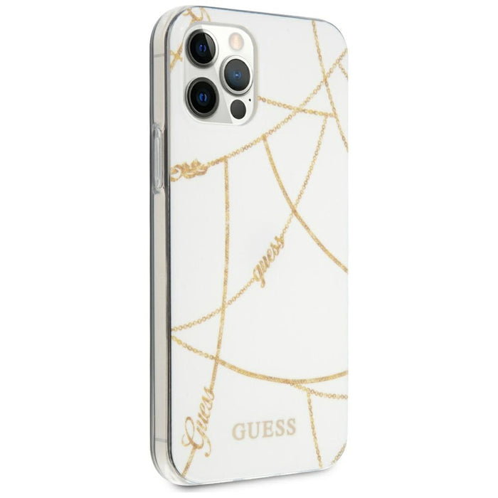 Guess Gold Chain Collection iPhone 12 Pro Max 6.7" Case - White