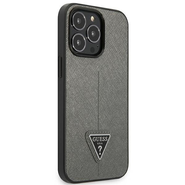 Guess Saffiano Triangle Logo case for iPhone 13 Pro / 13 6.1" - silver