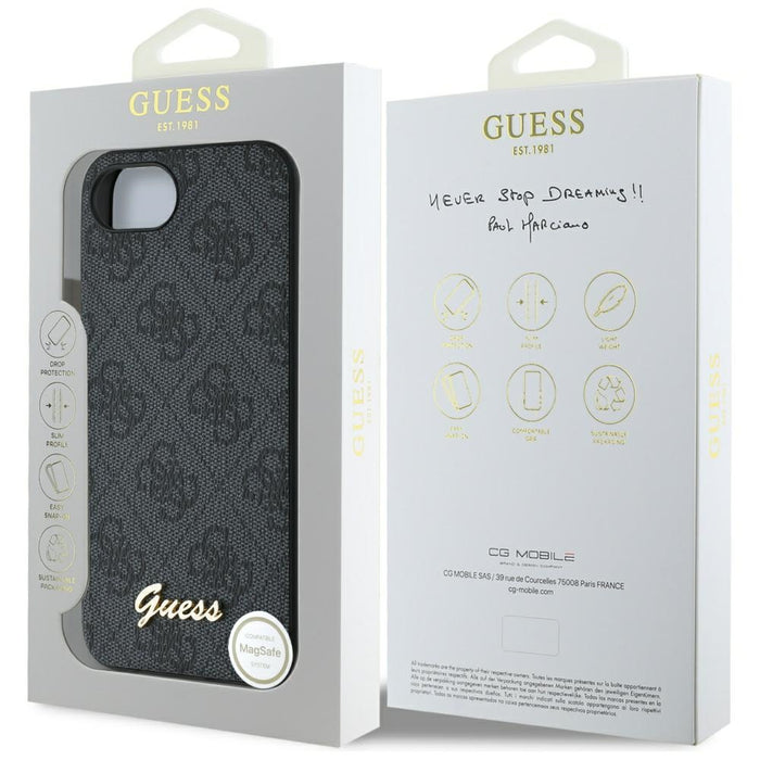 Guess 4G Script Logo MagSafe case for iPhone 16e - black