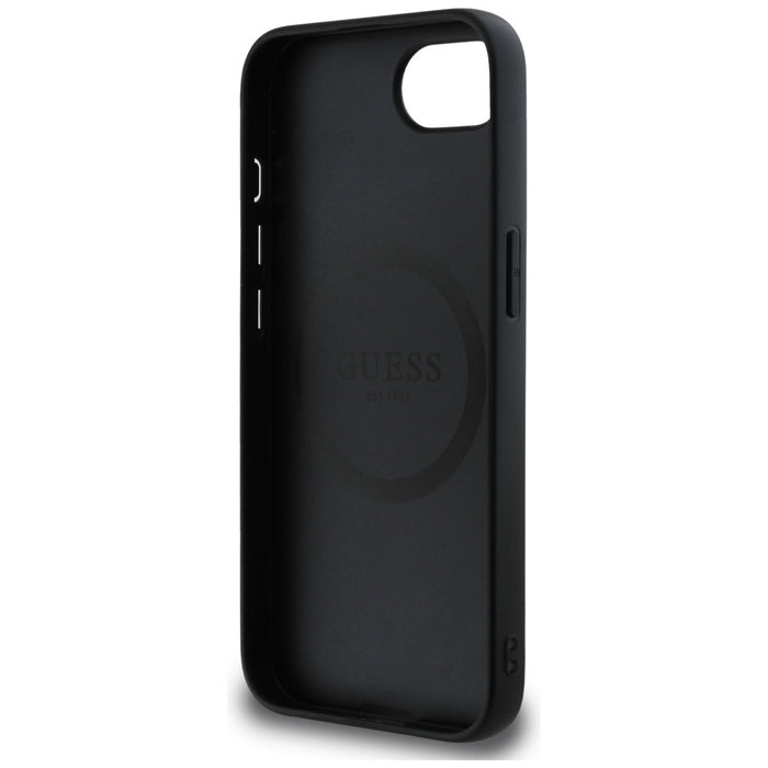 Guess Grained Triangle MagSafe case for iPhone 16e - black