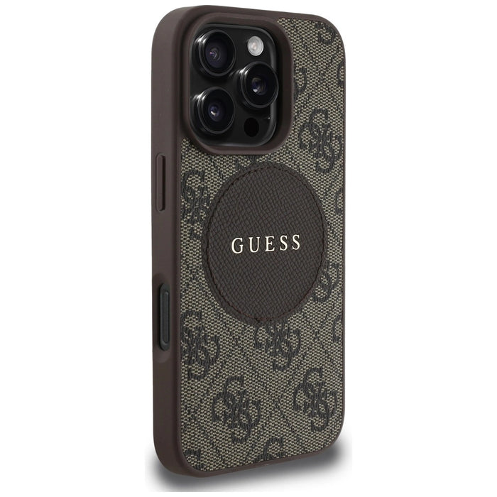 Guess 4G Circle Classic Logo MagSafe case for iPhone 16 Pro Max - brown