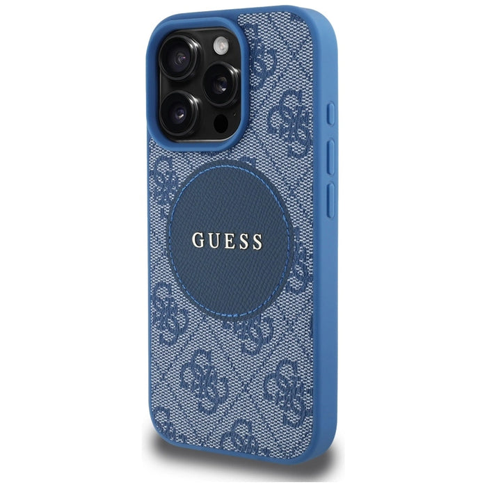 Guess 4G Circle Classic Logo MagSafe case for iPhone 16 Pro Max - blue