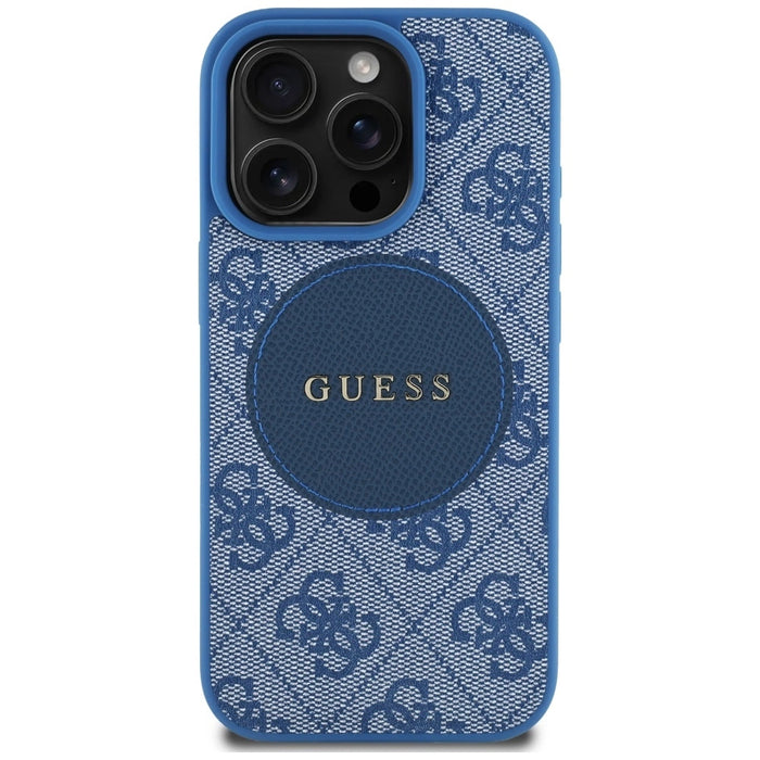 Guess 4G Circle Classic Logo MagSafe case for iPhone 16 Pro - blue