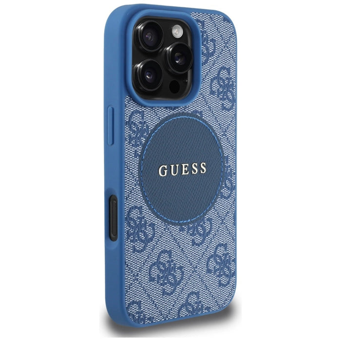 Guess 4G Circle Classic Logo MagSafe case for iPhone 16 Pro - blue
