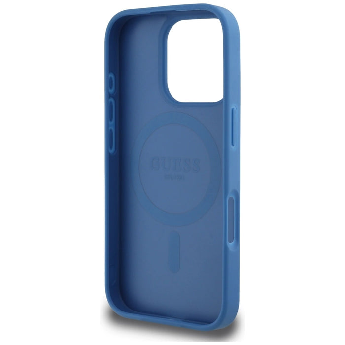 Guess 4G Circle Classic Logo MagSafe case for iPhone 16 Pro - blue
