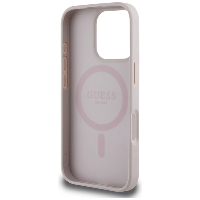 Guess 4G Circle Classic Logo MagSafe iPhone 16 Pro Case - Pink