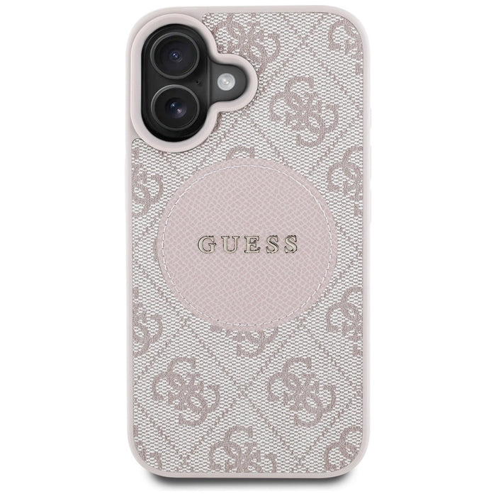 Guess 4G Circle Classic Logo MagSafe iPhone 16 Case - Pink