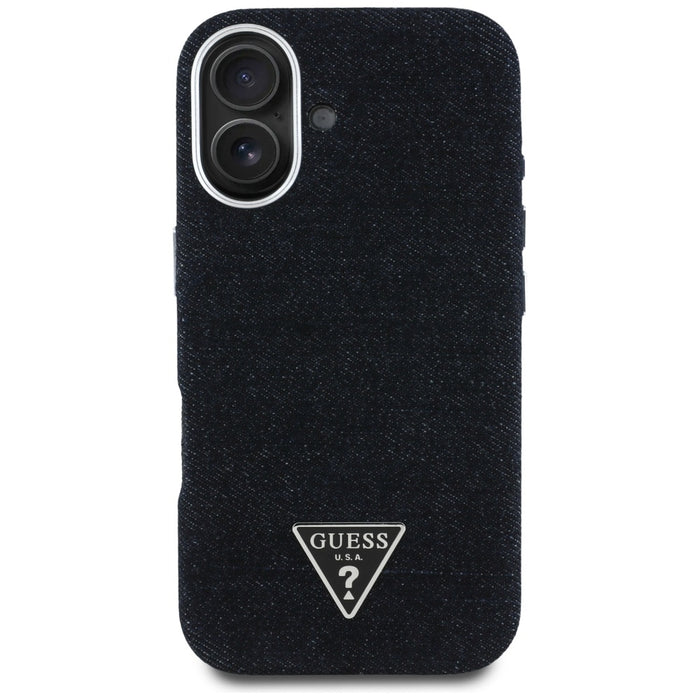 Guess Denim Triangle Logo MagSafe case for iPhone 16 - black