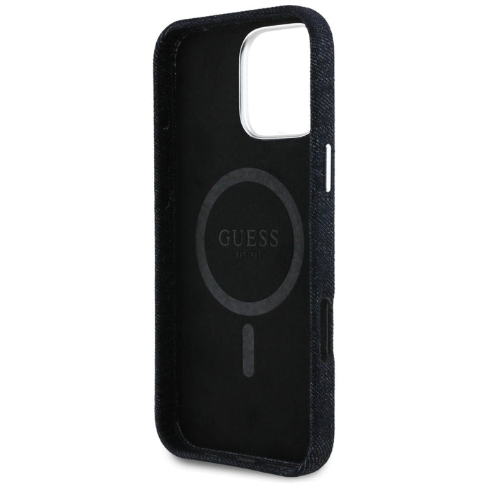 Guess Denim Triangle Logo MagSafe iPhone 16 Pro Max Case - Black